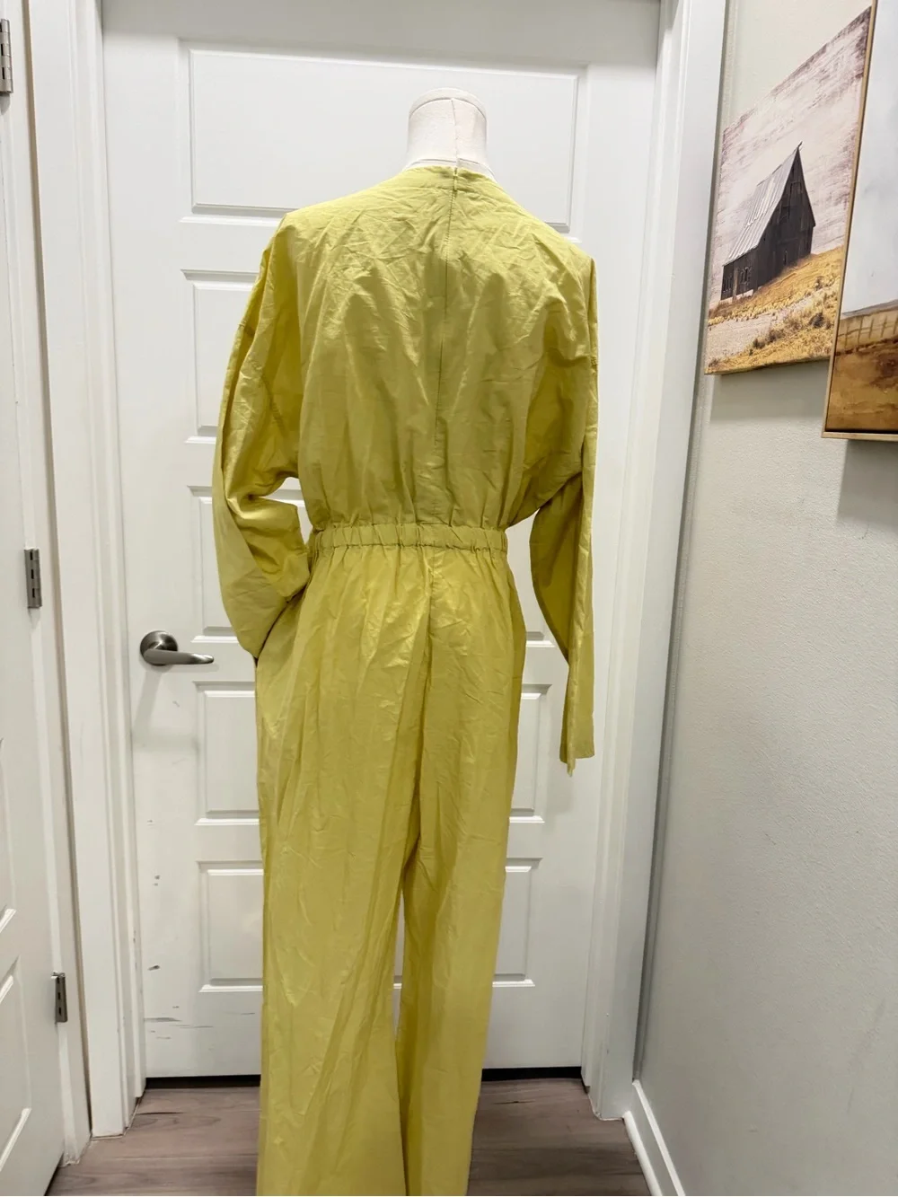 Zara Women's Pistachio Green Wide-Leg Jumpsuit with Drawstring Waist NWT - Picture 7 of 10